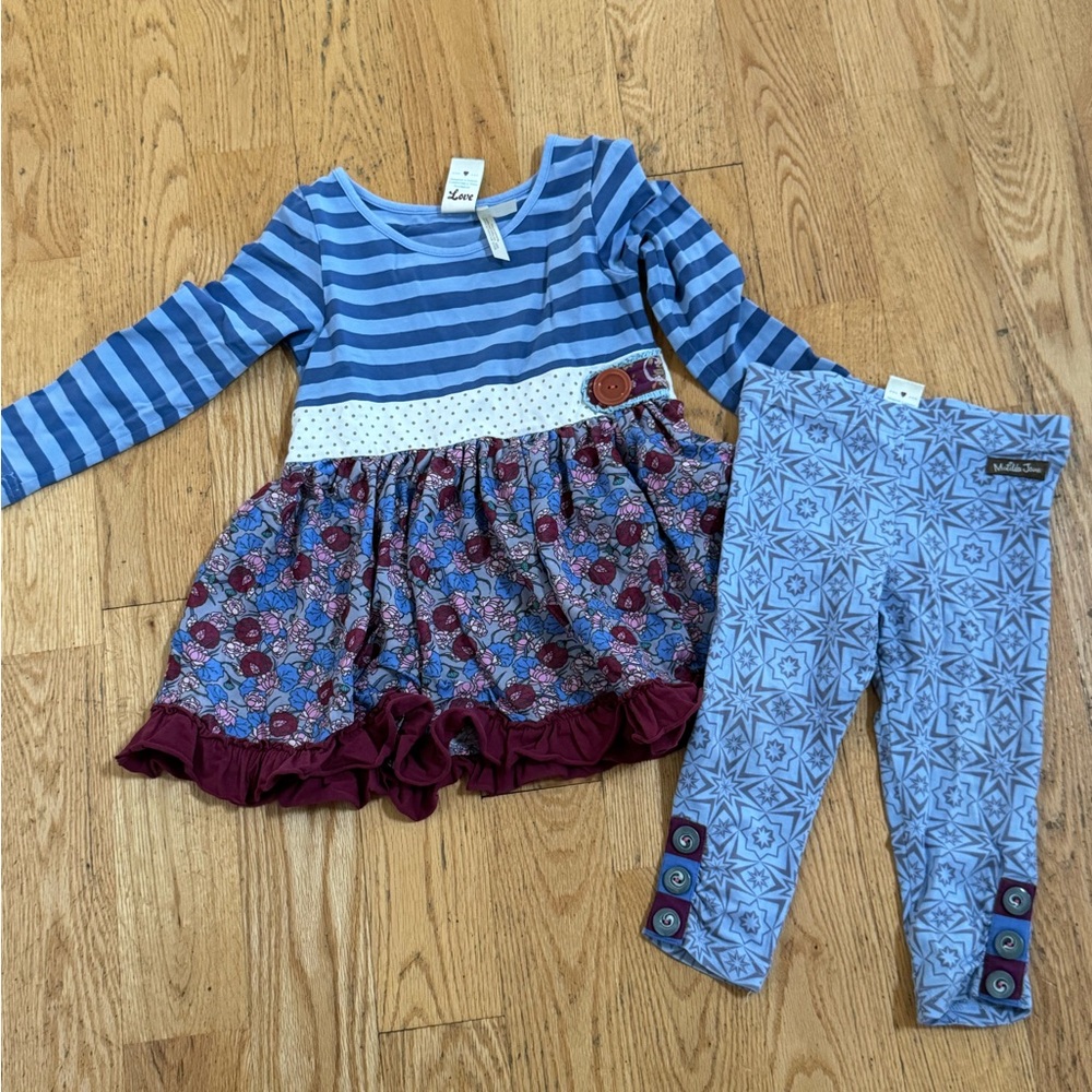 Matilda Jane Striped Dress and Leggings Set
